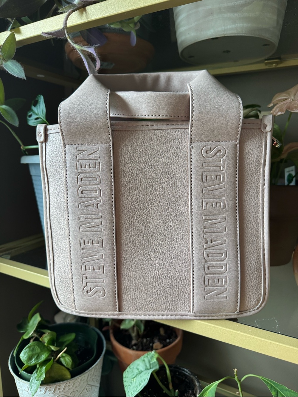 Blush Tote Crossbody with Embossed Straps
